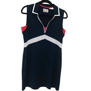 EP‎ Golf Dress Women M Qtr Zip Red White Blue Easy Care Activewear Week End